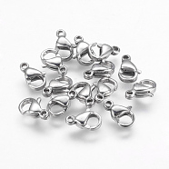 304 Stainless Steel Lobster Claw Clasps, Stainless Steel Color, 9x6x3mm, Hole: 1mm(STAS-F125-9x6mm-P)
