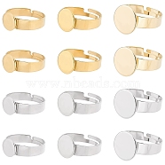 24Pcs 6 Style Adjustable 304 Stainless Steel Pad Ring Settings, Flat Round, Golden & Stainless Steel Color, Tray: 8~12mm, US Size 6 1/2(16.9mm), 4Pcs/style(STAS-SC0004-75)