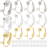 36Pcs 3 Colors Brass Clip-on Earring Findings, with Loops & 36Pcs Comfort Plastic Clip on Earrings Pads, Mixed Color, 17x14x7mm, Hole: 1mm, 12Pcs/color(KK-SP0001-07)