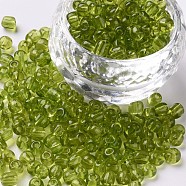 Glass Seed Beads, Transparent, Round, Green Yellow, 6/0, 4mm, Hole: 1.5mm, about 1000pcs/100g(X1-SEED-A004-4mm-4)