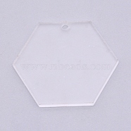 Transparent Acrylic Big Pendants, Hexagon, Clear, 87.5x101x3mm, Hole: 3mm(TACR-WH0001-36B)