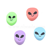 Handmade Polymer Clay Beads, Aliens, Mixed Color, 10~10.5x8.5~9x4.5mm, Hole: 1.6mm(CLAY-C001-15)