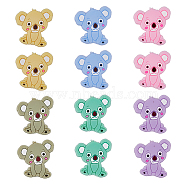12Pcs 6 Colors Food Grade Eco-Friendly Silicone Beads, Chewing Beads For Teethers, DIY Nursing Necklaces Making, Animal Theme, Koala, Mixed Color, 28x26x7mm, Hole: 2.4mm, 2pcs/color(SIL-HY0001-11)