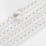 Iron Rolo Chains Necklace Making, with Lobster Clasps, Soldered, Silver Color Plated, 17.7 inch(45cm)(MAK-R015-45cm-S)