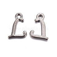 Gunmetal Plated Alloy Letter Pendants, Rack Plating, Letter.L, 13x8x2mm, Hole: 1.5mm(PALLOY-P097-03-L)