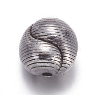 Tibetan Style Spacer Beads, Cadmium Free & Nickel Free & Lead Free, Oval, Antique Silver, 10mm long, 10mm wide, 8mm thick, Hole: 1mm(AB5267Y-NF)