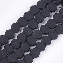 Spray Painted Non-magnetic Synthetic Hematite Beads Strands, Scallop, Black, 8x9x4mm, Hole: 0.8mm, about 49pcs/strand, 15.7 inch(G-T116-23-17)