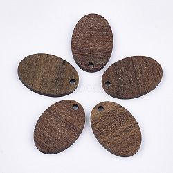 Walnut Wood Pendants, Oval, Saddle Brown, 23x16x2.5~3mm, Hole: 2mm(WOOD-S054-27)