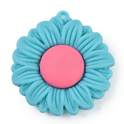 PVC Plastic Pendants, Sunflower, Dark Blue, 49x46x11.5mm, Hole: 3mm(KY-U004-03C)