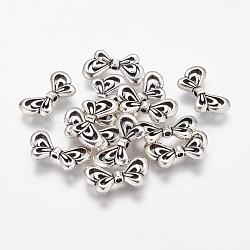 Tibetan Style Alloy Beads, Cadmium Free & Lead Free & Nickel Free, Butterfly, Antique Silver, 17x10x2.5mm, Hole: 1.5mm(TIBEP-GC045-AS-NR)
