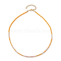 Bohemian Style Natural Sunstone Beaded Necklaces, with Glass for Women, 14.76~14.96 inch(37.5~38cm)(NJEW-JN04658-03)