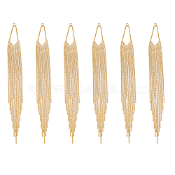 6Pcs Brass Big Pendant, Tassel Pendant, Real 18K Gold Plated, 125x13x1mm, Hole: 1.5mm(KK-HY0001-53)