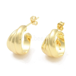 304 Stainless Steel Stud Earrings, Half Hoop Earrings for Women, Real 18K Gold Plated, 16.5x11.5mm(EJEW-L283-096G)