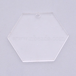 Transparent Acrylic Big Pendants, Hexagon, Clear, 87.5x101x3mm, Hole: 3mm(TACR-WH0001-36B)