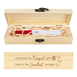Rectangle Wooden Pregnancy Test Keepsake Box with Lock, Baby Annouced Engraved Case for Grandparents Dad Aunt and Uncle, Blanched Almond, Box, 20x5x3cm(CON-WH0103-002)