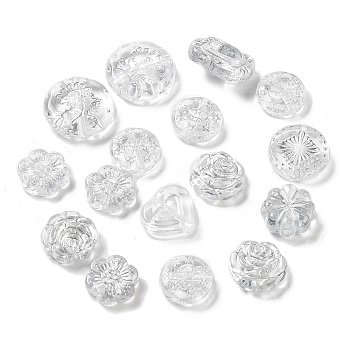 Transparent Acrylic Beads, Mixed Shape, Clear, 10~18x13~18x4~9mm, Hole: 1.6~1.8mm, about 15~30pcs/set
