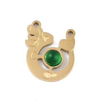 Ion Plating(IP) 304 Stainless Steel Pendants, with Glass, Dragon, Golden, 15x13x4mm, Hole: 1mm