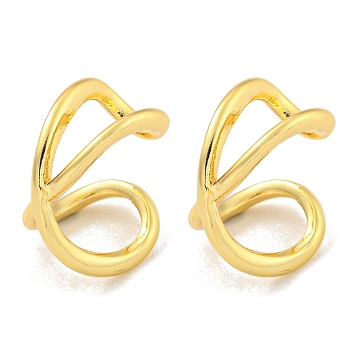 Rack Plating Brass Cuff Earrings for Women, Cadmium Free & Lead Free, Long-Lasting Plated, Real 18K Gold Plated, 13mm