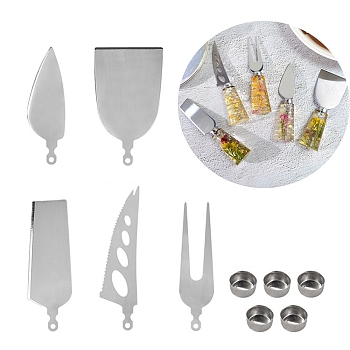 304 Stainless Steel Unfinished Cutlery Set, Including Knife, Fork, Spatula, for UV Resin, Epoxy Resin Mini Cutlery Craft Making, Stainless Steel Color, Cutlery: 76~94x24~47x1mm, Hole: 3mm, 5pcs/set
