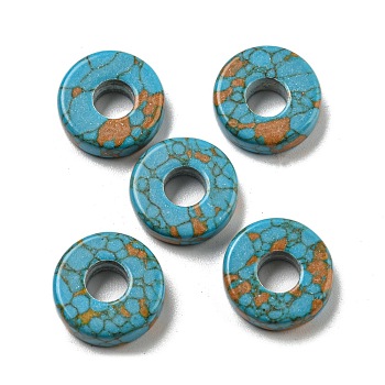 Dyed Synthetic Turquoise Beads, Flat Round, Peru, 14.5~25x4.5~7mm, Hole: 5mm