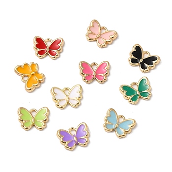 Eco-friendly Alloy Enamel Charms, Butterfly Charm, Mixed Color, 9.5x12x2mm, Hole: 1.6mm