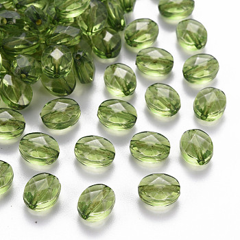 Transparent Acrylic Beads, Oval, Yellow Green, 10x8x5.5mm, Hole: 1.5mm, about 1550pcs/500g
