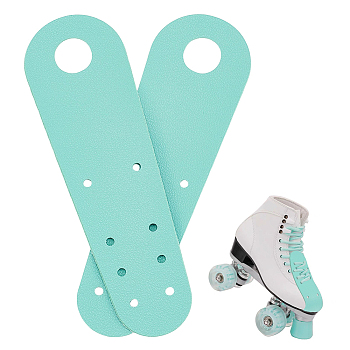 PVC Leather Flat Toe Guard Protector, for Roller Skate, Pale Turquoise, 180x54.5x1.5mm, Hole: 5mm & 20mm