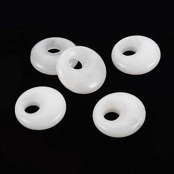 Natural White Jade Pendants, Donut/Pi Disc, 17.5~18.5x5.5mm, Hole: 5.5mm