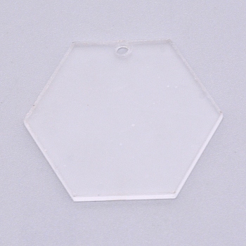 Transparent Acrylic Big Pendants, Hexagon, Clear, 87.5x101x3mm, Hole: 3mm
