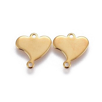 201 Stainless Steel Links connectors, Heart, Golden, 11.5x11x0.7mm, Hole: 1mm