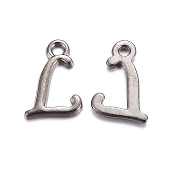 Gunmetal Plated Alloy Letter Pendants, Rack Plating, Letter.L, 13x8x2mm, Hole: 1.5mm