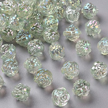 Transparent Acrylic Beads, AB Color, Flower, Yellow Green, 11.5x11.5mm, Hole: 1.8mm, about 780pcs/500g