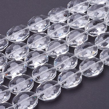 24mm Clear Oval Glass Beads