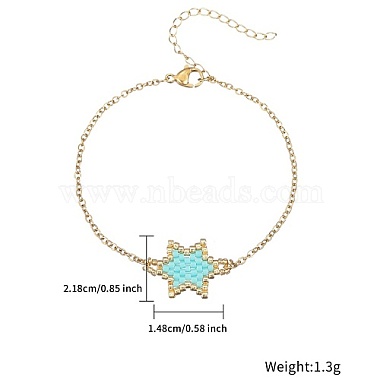 bracelet à maillons étoiles en perles de rocaille de verre avec chaînes câblées en acier inoxydable doré(NK2955-1)-2