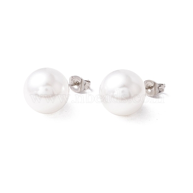 6 Pair Shell Pearl Round Ball Stud Earrings(EJEW-A067-18B)-4