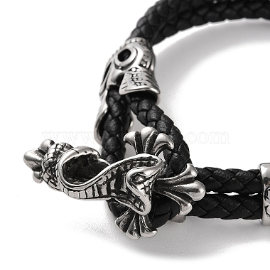 Men's Braided Black PU Leather Cord Multi-Strand Bracelets(BJEW-K243-30AS)-2