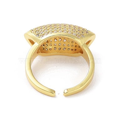 Brass with Cubic Zirconia Open Cuff Rings for Women(RJEW-A035-22G)-3