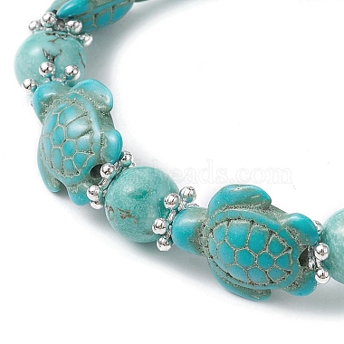 bracelets extensibles en perles de tortue turquoise synthétique(BJEW-TA00455-01)-3