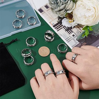 12Pcs Stainless Steel Grooved Finger Ring Settings(STAS-UN0038-94B)-2