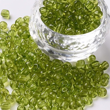 Green Yellow Round Glass Beads