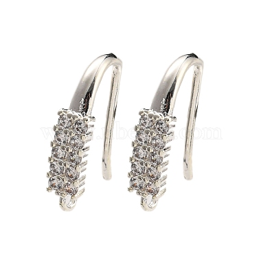 Silver Clear Brass+Cubic Zirconia Earring Hooks