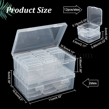 Rectangle PP Plastic Bead Organizer Storage Box with 12Pcs Small Plastic Hinged Lid Beads Containers(CON-WH0088-32)-2