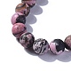 Natural Rhodonite Round Beads Stretch Bracelets(BJEW-JB04174-03)-2