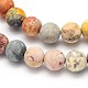 Frosted Round Natural Picasso Stone/Picasso Jasper Beads Strands(G-N0166-58-8mm)-2