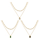 3Pcs 3 Colors Golden Titanium Steel Cable & Figaro Chains Double Layer Necklace(NJEW-AN0001-72)-1