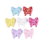 Opaque Plastic Beads, Butterfly, Rainbow Plated, Mixed Color, 29x29x10mm, Hole: 1.6~2mm, about 130pcs/500g(KY-Q005-11)