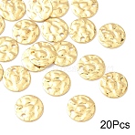 Ion Plating(IP) 304 Stainless Steel Charms, Textured, Flat Round Charms, Golden, 10x1mm, Hole: 1.4mm, 20pcs/set(STAS-YW0002-58B)