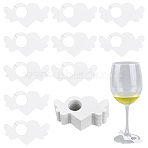 200Pcs Cardboard Wine Glass Charms, White, Heart, 43x80x0.5mm, Inner Diameter: 19.5mm(FIND-GA0007-50)