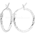 2Pairs 925 Sterling Silver Hoop Earrings, Ring, Silver, 22x20.5mm(STER-BBC0007-56)