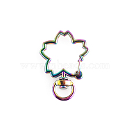 Alloy Swivel Snap Hooks Clasps, Cherry Blossoms, Rainbow Color, 40x28mm(KEYC-PW0001-06C)